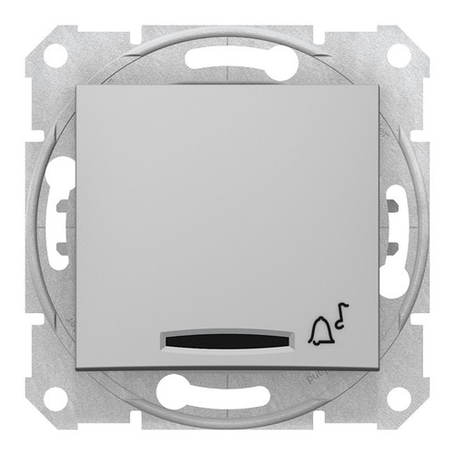 Выключатель 1-клавишный кнопочный Schneider Electric SEDNA, с подсветкой, скрытый монтаж, алюминий