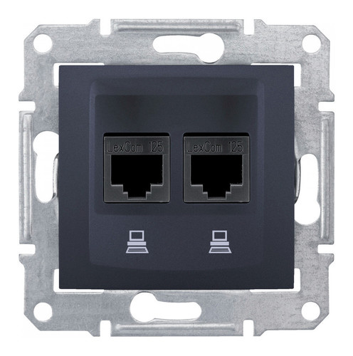 Розетка компьютерная 2xRJ45 Cat.5 Schneider Electric SEDNA, графит