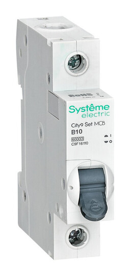 Автоматический выключатель Systeme Electric City9 Set 1P 10А (B) 6кА, C9F16110